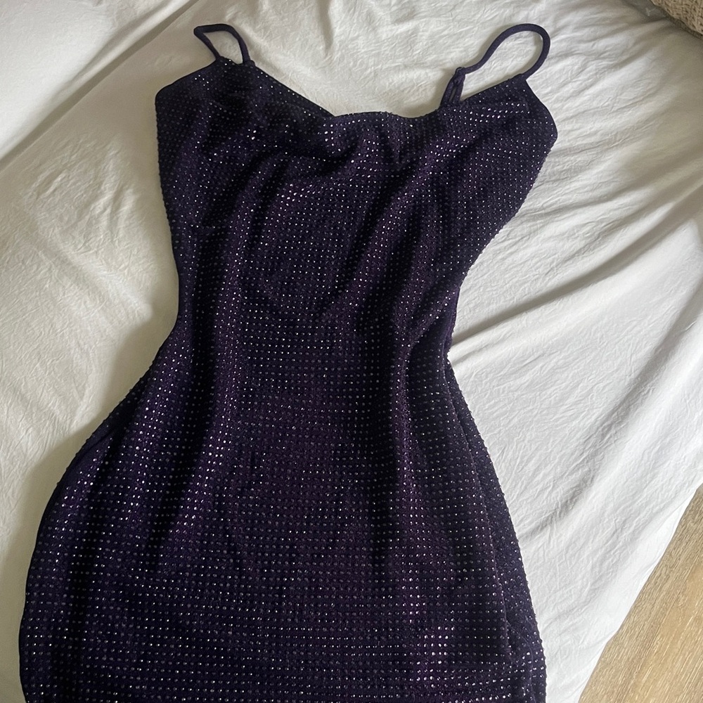 Windsor Bodycon Rhinestone Royal Purple Mini Dress💜